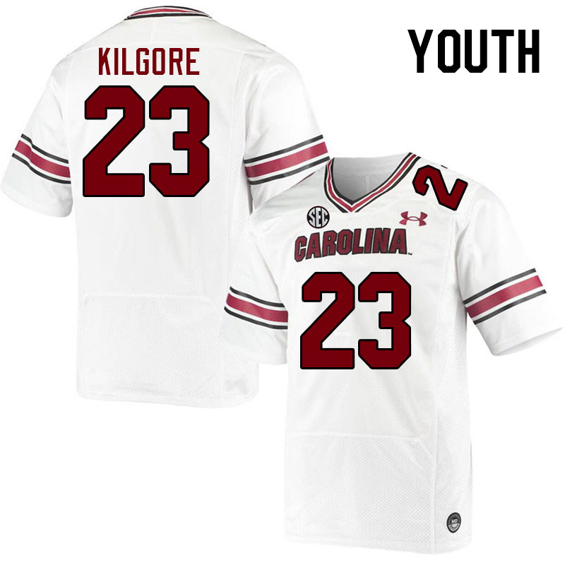 Youth #23 Gerald Kilgore South Carolina Gamecocks College Football Jerseys Stitched-White